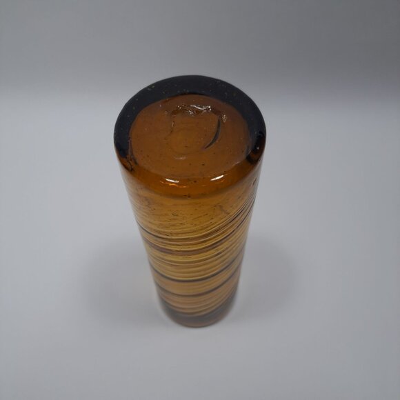 Mexican Hand Blown Amber Swirl Glass Tumbler Vintage Rustic Design Rare - Picture 7 of 10